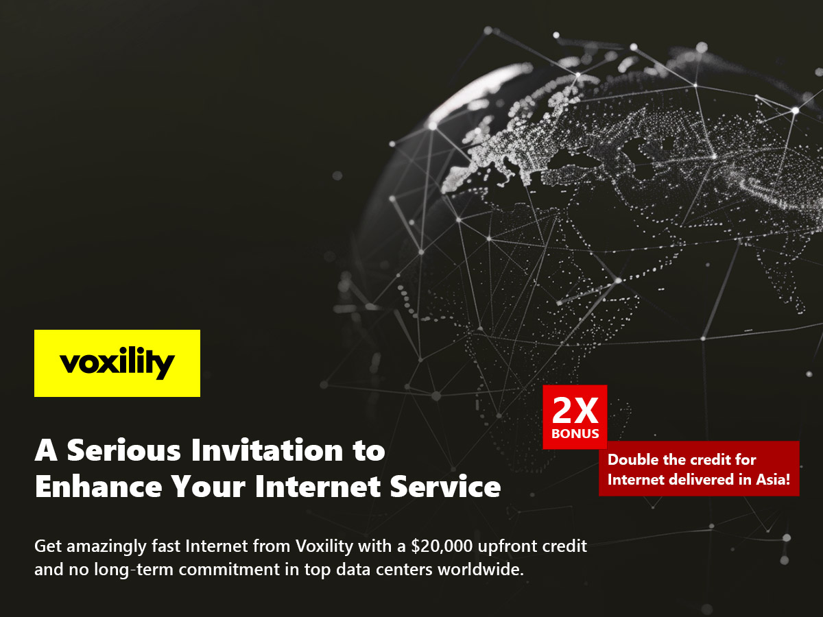 Get amazingly-fast Internet from Voxility with $20,000 upfront credit and no long-term commitment!

#IPTransit #InternetAccess #BandwidthBoost #DatacenterNetworks #ISPservices #ConnectivitySolutions #BandwidthProviders

voxility.com/latest-news/A+…