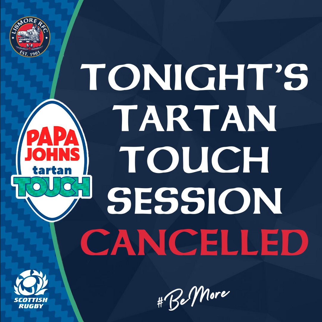 🟨⚠️☔️ Unfortunately, due to the yellow weather warning for rain in Edinburgh, we have had to cancel this evening's session of Tartan Touch We'll be back for another session next week! #BeMore