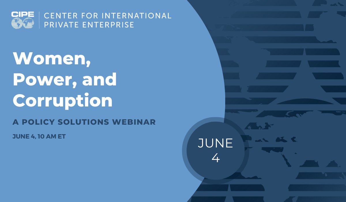 Join us virtually on June 4 at 10 AM ET for a discussion with @jozsef_martin, Executive Director of @Transparency_HU and author of a forthcoming publication on women, power, and corruption. Martin joins @CIPEWomen Director Barbara Langley and PPL Program Director Mikra Krasniqi