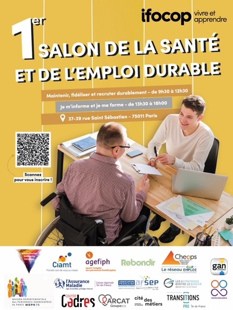 1er Salon Santé &amp; Emploi Durable avec la participation des Cap Emploi Franciliens.

Rendez-vous le mercredi 12 juin de 09h à 18h  au Centre ifocop Paris 11 – 37/39 rue Saint-Sébastien, 75011 Paris 
 
 Renseignements et inscriptions en suivant le lien 
 yp.events/0a2e8007-94f9-…