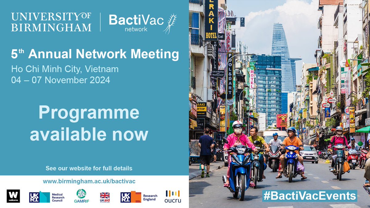 Programme for @BactiVac 5th Annual Network Meeting, Ho Chi Minh City, #Vietnam is now available on our website!

See the programme here:  bit.ly/ProgANM5

Places are limited so register today to avoid disappointment: bit.ly/43jLPLE

#BactiVacEvents
@OUCRU