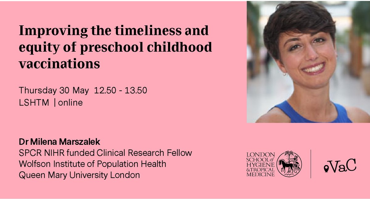 👋Join us next week to hear from <a href="/milmarsz/">milena marszalek</a> who will present findings from a quality improvement programme exploring improvements in  timeliness &amp; equity of preschool childhood #vaccinations. 

🗓️ 30 May 2024
⏲️ 12:50 UK time
👉bit.ly/4dOhrh8