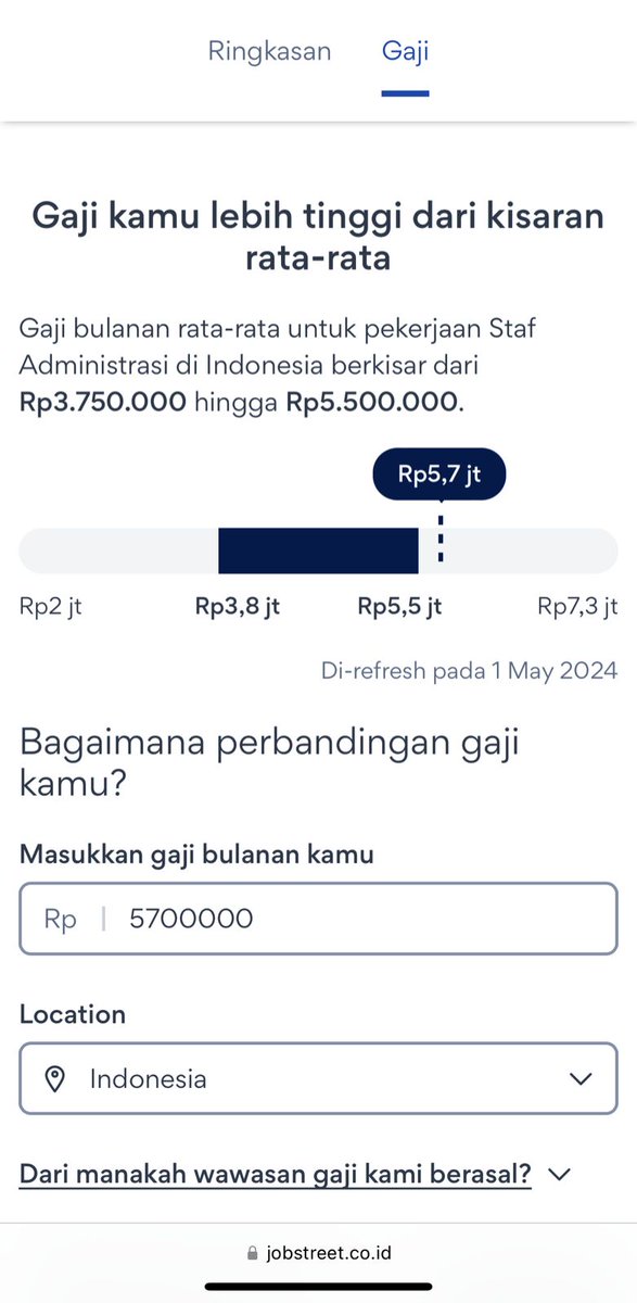 adiaann7's tweet photo. Fiturnya ada disini https://t.co/E5Nsep0BxY
Jadituh tinggal masukin aja gaji bulanan sama posisi kerjaan nya, nah nanti bakal muncul kek gini : https://t.co/GTysZSpqng