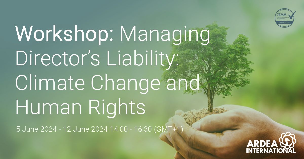 ardeaint's tweet image. Executives currently face increasing expectations associated with ESG. To support directors facing these challenges, we will be running an IEMA certified, interactive 2-part workshop. Learn more: lnkd.in/dWCZsqyx

#directorsliability #governance #duediligence #humanrights