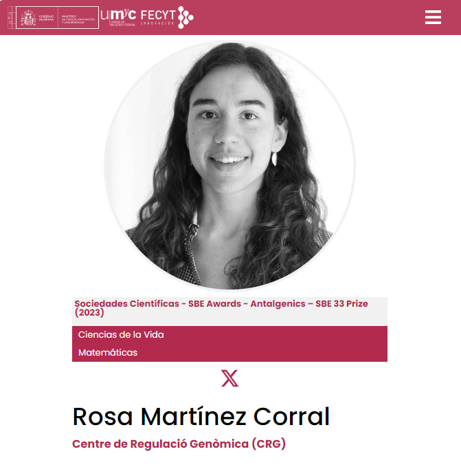 UMyC_Ciencia's tweet image. Hoy en #11F365 Rosa Martínez Corral   @rmartinezcorral. Grda. Biología Humana, MSC. Bioinformática y Dra. Biomedicina.

Investigadora #RamónyCajal del @EMBLBarcelona y   @CRGenomica.

Premio 2023 Hawks Biosystems SBE-33 de la @SBEsp.

cientificasinnovadoras.fecyt.es/cientificas/ro…