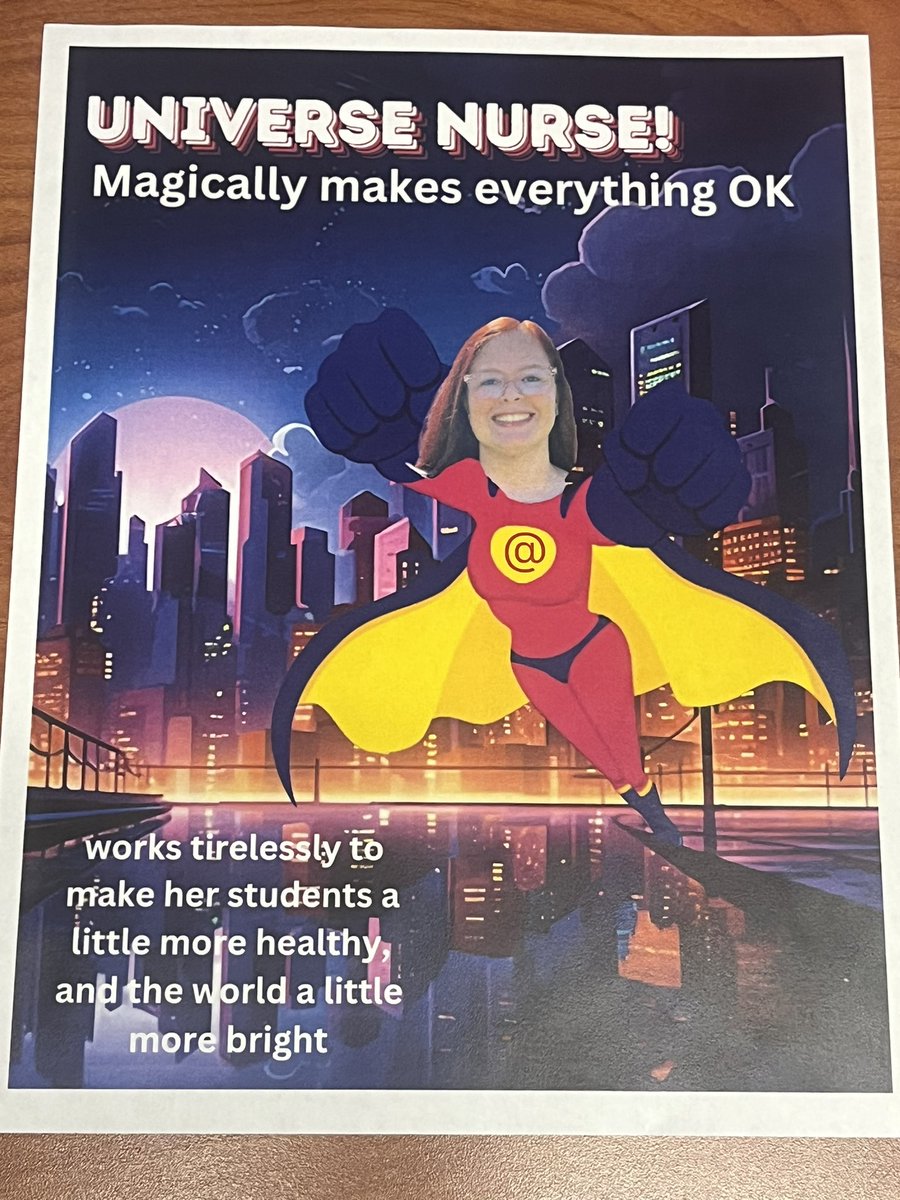 NurseLander's tweet photo. How did I get so lucky to work with students who think I’m a literal super hero? #rookies #schoolnurse https://t.co/8yk2fIYlJC