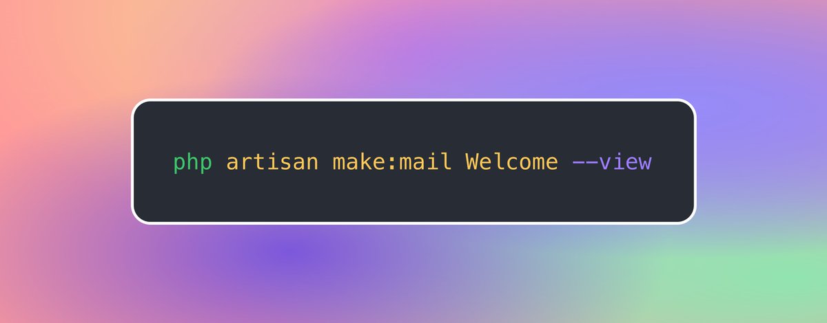 Small thing I contributed to the @laravelphp v11.8.0 release yesterday.

A new --view option on the make:mail command that creates a Blade view for the email and configure the Mailable class to use it.

Tiny change, but a real timesaver for me!