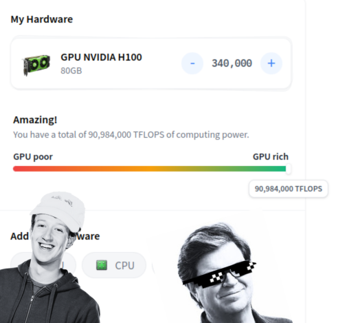 osanseviero's tweet photo. While everyone is comparing how many GPUs they have, Meta and @ylecun are like... https://t.co/1q6tTtkPcz