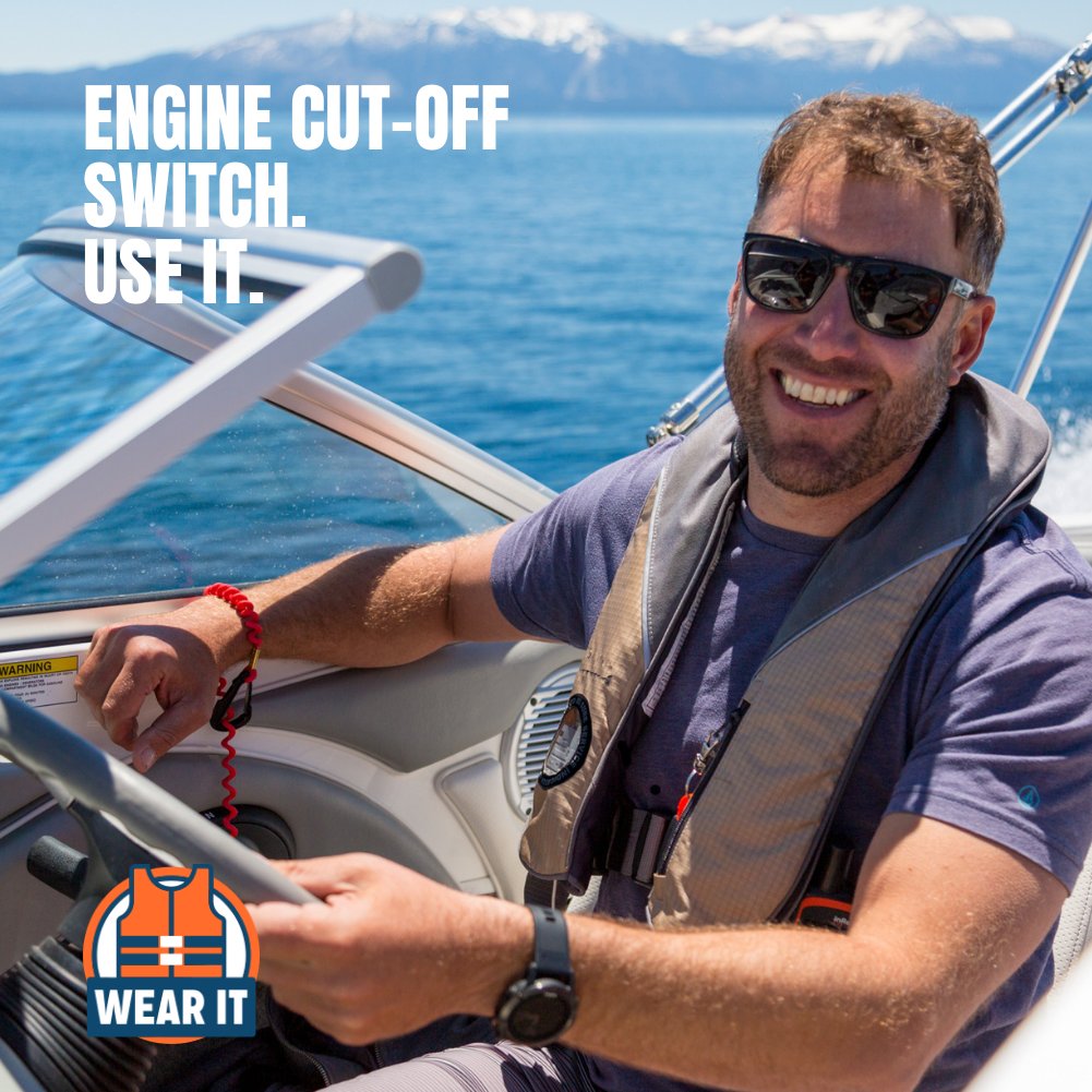 #NationalSafeBoatingWeek: engine cut-off switches, legally required equipment based on a 2021 law. It only takes a second to fall overboard when a boat hits a wave or boat wake, takes a sharp turn, runs into a submerged object, or suffers steering failure. @BoatingCampaign