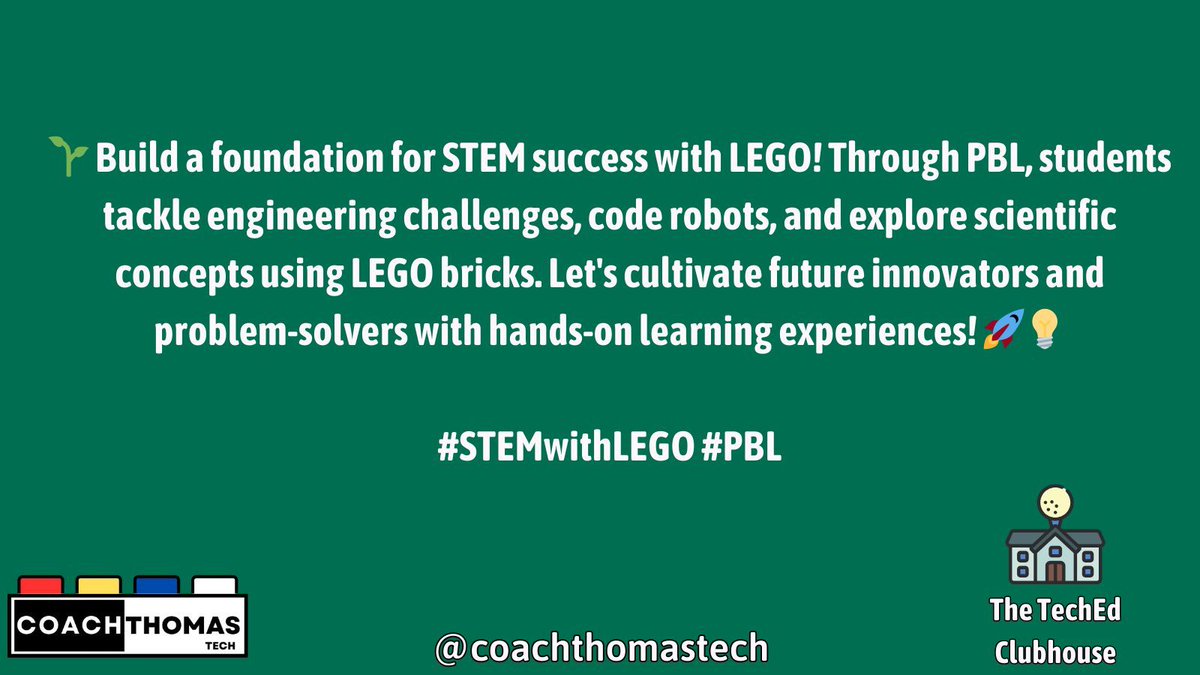 🌱 Build a foundation for STEM success with LEGO! Through PBL, students tackle engineering challenges, code robots, and explore scientific concepts using LEGO bricks. Let's cultivate future innovators and problem-solvers with hands-on learning experiences! 🚀💡 #STEMwithLEGO