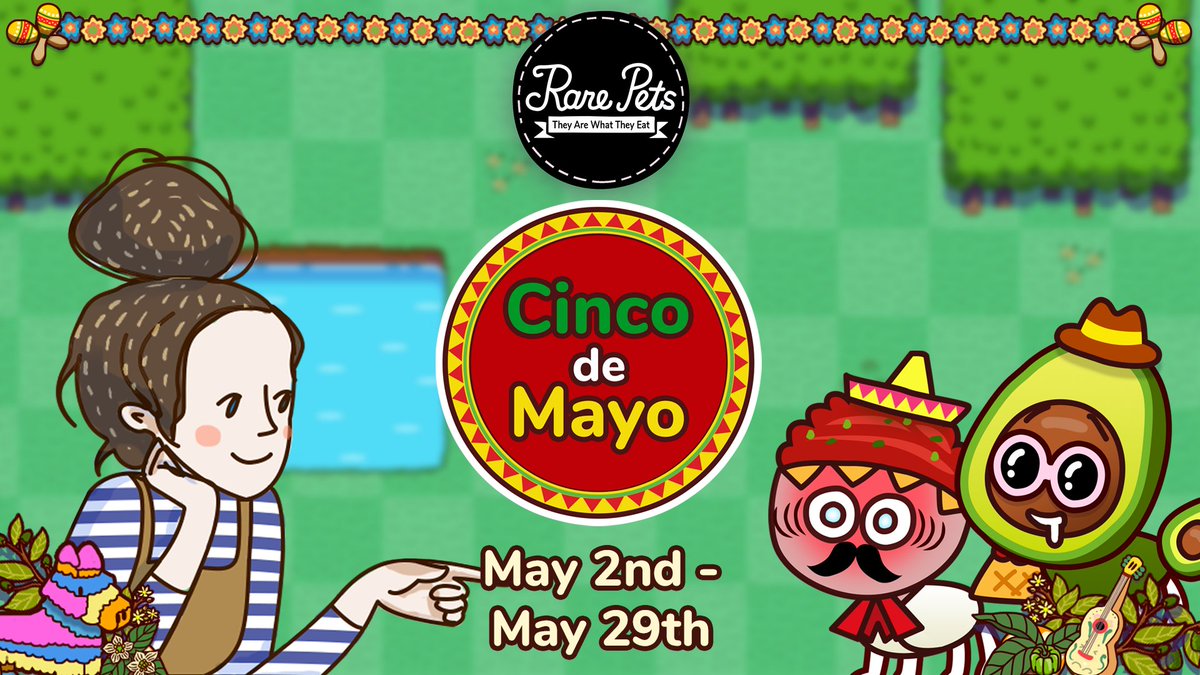 🎉 Only one week left to celebrate Cinco de Mayo in Rare Pets! Don't miss out on the festive fun—merge, cook, and mingle before it's too late! 🥑 #RarePets #CincoDeMayo 🎉
