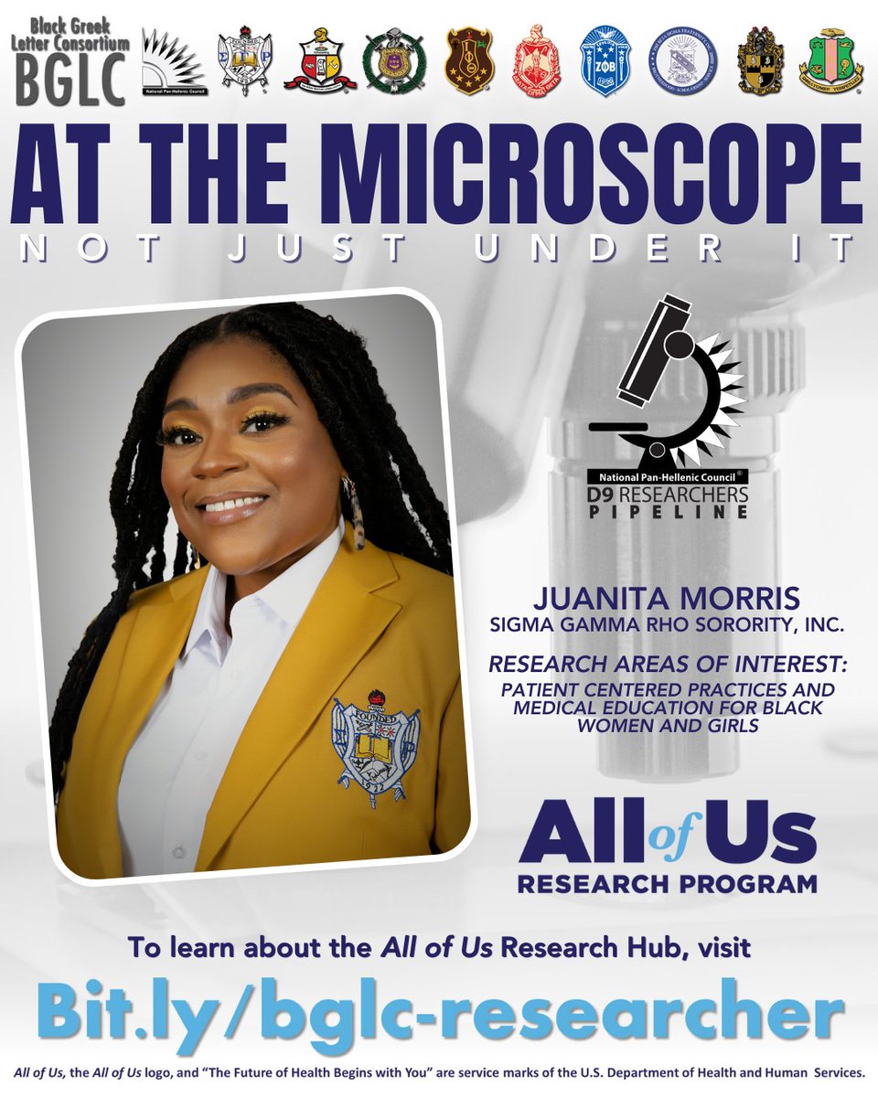 The NPHC D9 Researchers Pipeline is diversifying research at the microscope AND in our communities. Meet Jeffery Mobley &amp; Juanita Morris who are committed to making change possible. Learn more at bit.ly/bglc-researcher #joinallofus #bglc #nphc #medicalresearch #d9researcher