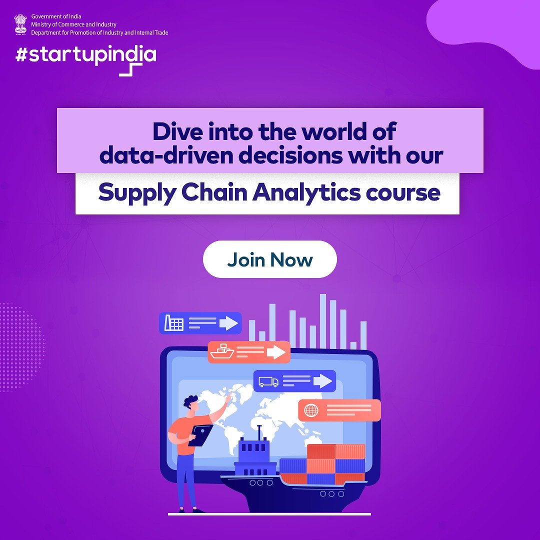 Elevate your startup's efficiency with our Supply Chain Analytics course! Enroll today: bit.ly/3fqw3tn #StartupIndia #DPIIT #StartupCourses #BusinessSuccess #DataDriven #Entrepreneurship