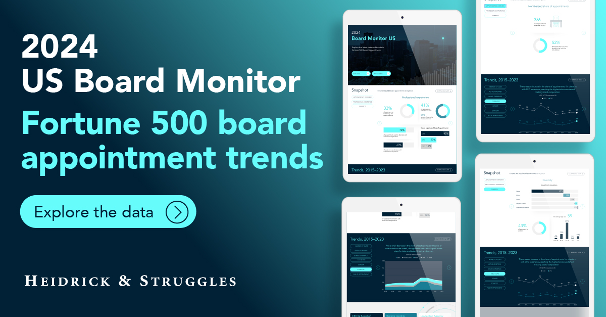 How are #boards of Fortune 500 companies evolving? Explore the latest data and trends in board appointments and #board composition of America's largest companies with our Board Monitor US 2024 report: bit.ly/44U3lqp.

#Leadership #BoardGovernance #BoardofDirectors