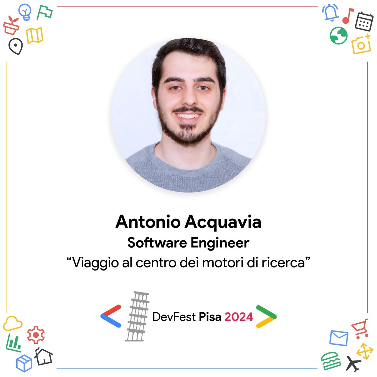 Heyla developers! 🚀
We are thrilled to introduce Antonio Acquavia as a speaker at DevFest Pisa 2024! 😍
If you haven’t gotten your ticket yet, hurry up! We are waiting for you. 🥰
Get your tickets for free: buff.ly/2thmu4F 🎟️
#devfestpisa2024 #pisa #gdgpisa #wtmpisa
