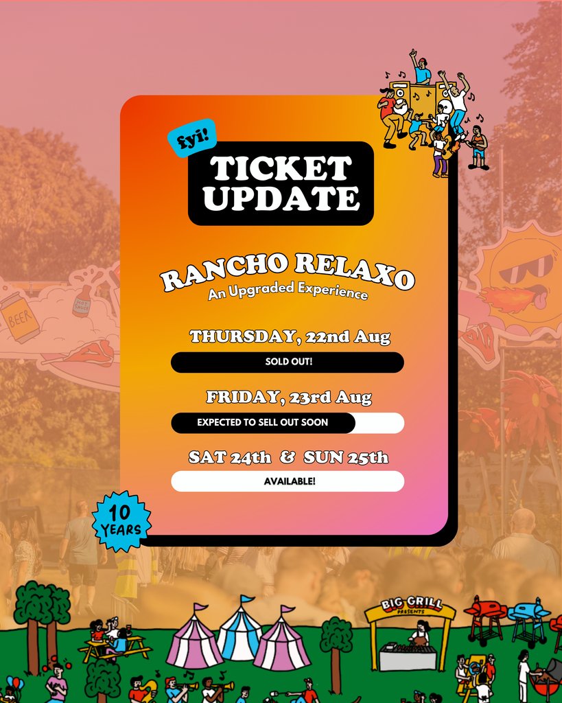 Get in there fast to snap up the last availability of Rancho tickets. 🏃🏻💨

#BigGrillFestival #BigGrillTurns10 #bgf24