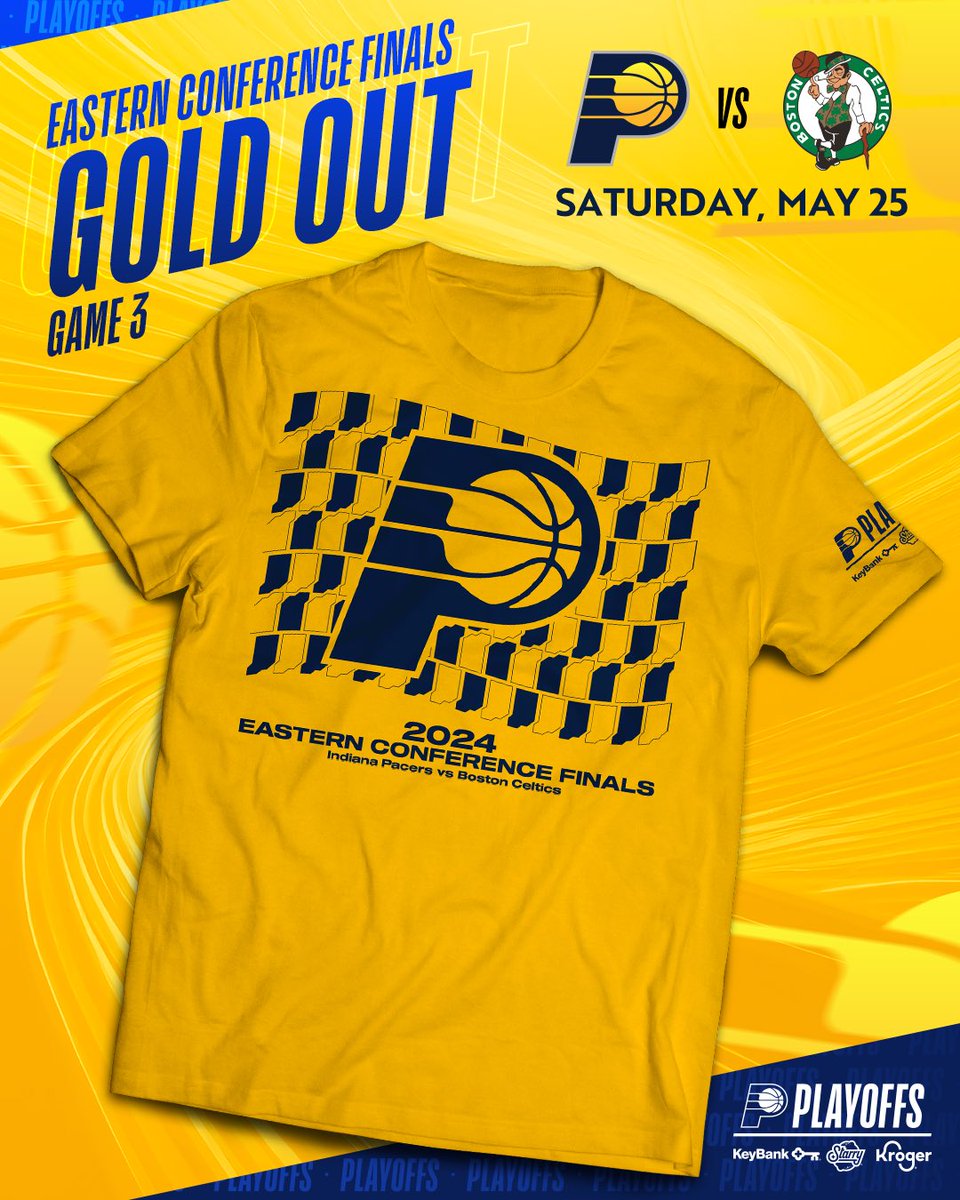 Game 3 Gold Out 🟡 Get Revved Up and bring the energy to @GainbridgeFH on Saturday night. Pacers.com/Playoffs