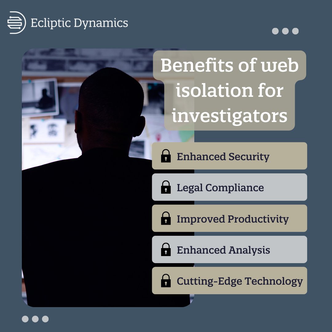 eclipticdynamic's tweet image. In a digital world fraught with challenges, web isolation emerges as a formidable ally for forensic investigators, safeguarding data, ensuring compliance, and amplifying capabilities.  

#ForensicScience #WebIsolation #DigitalForensics #SecurityInnovation