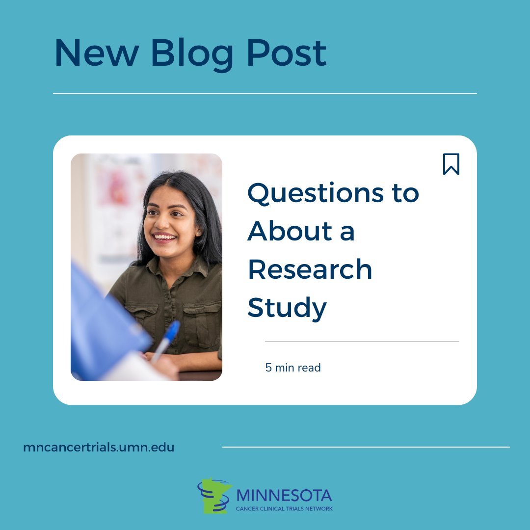 An important part of deciding to participate in a study is asking questions. All participants have the right to ask questions so they can fully understand the study. Learn more on the #MNCCTN blog: cancer.umn.edu/mncctn/news/qu… #ClinicalTrials #CTD2024 #ClinicalTrialsDay #Cancer