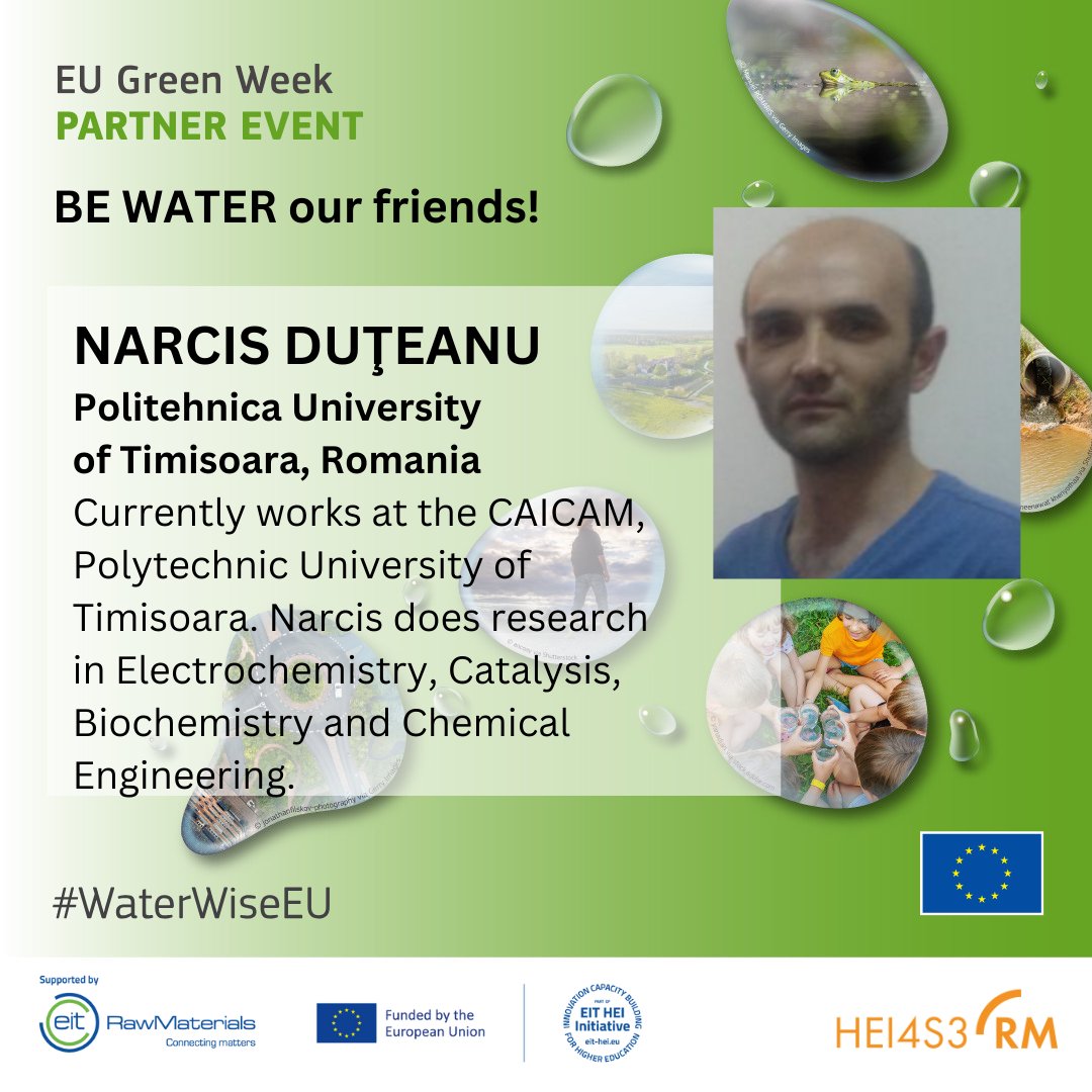 HEI4S3_RM's tweet photo. In the first session of our event Narcis Duţeanu, Politehnica University Timisoara, Romania will present "Microbial Fuel Cells - An Optio For Wastewater Treatment".

To participate follow us on X and register: https://t.co/I8ULzd0xq2

#HEI4S3RM #GreenWeekEU #WaterWiseEU https://t.co/Oq20Gh0Rxl