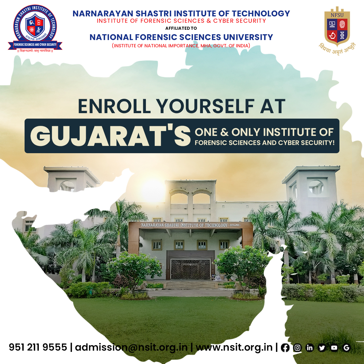 Enroll at #NFSU - Affiliated Gujarat's One & Only Institute of #Forensic #Sciences & #Cyber #Security!

#nsit #nsitjetalpur #digitalforensics #cybersecurity #ForensicScience #students #studentlife #universitylife #collegelife #graduation #highereducation #india #universitystudent