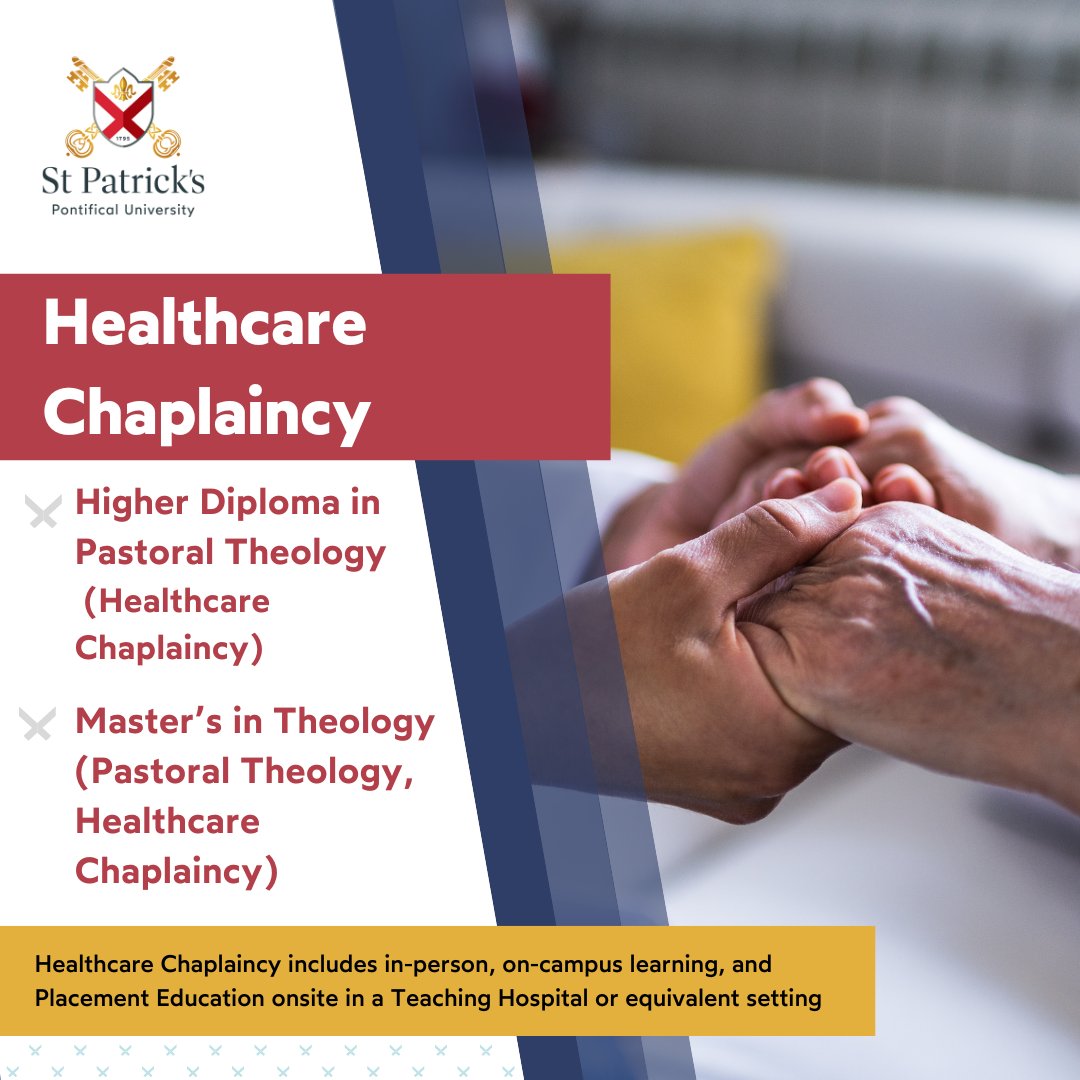 Interested in a career in healthcare chaplaincy? SPPU HDip & Master's options provide the perfect gateway to a fulfilling career in Healthcare Chaplaincy. Visit sppu.ie/courses for more information. Or contact cmmadmissions@spcm.ie or 01 708 4778.