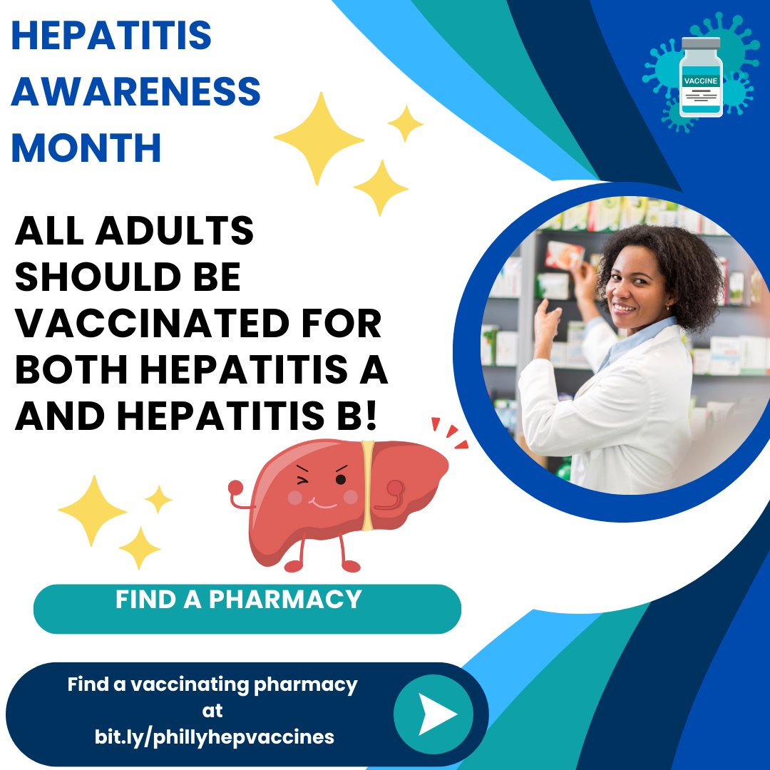 Get vaccinated for hepatitis A and hepatitis B! For vaccinating pharmacies in Philadelphia visit bit.ly/phillyhepvacci…