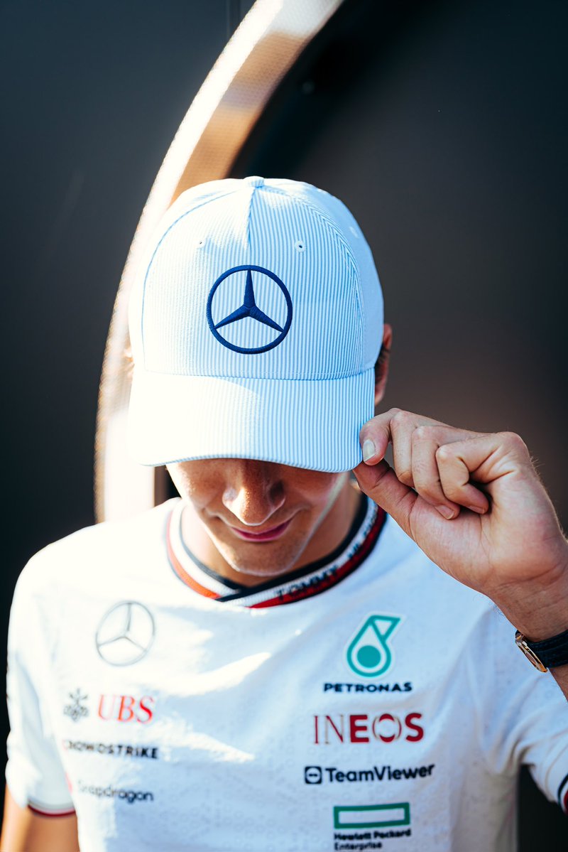 Blue stripes for Monaco 💙 Love this special edition cap: shop.mercedesamgf1.com/products/georg…