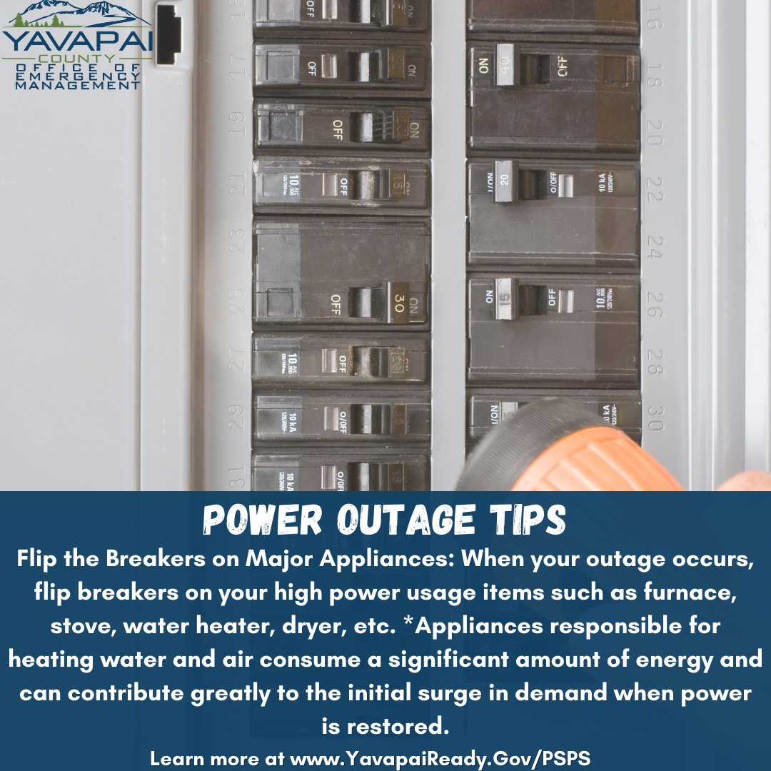 Coming at your with another power outage tip during #NationalElectricalSafetyMonth 

#YavapaiCounty #EmergencyManagement #PowerOutage #EmergencyPreparedness #ElectricalSafety #NorthernArizona #HomeOwners #Preparedness #CommunityPreparedness