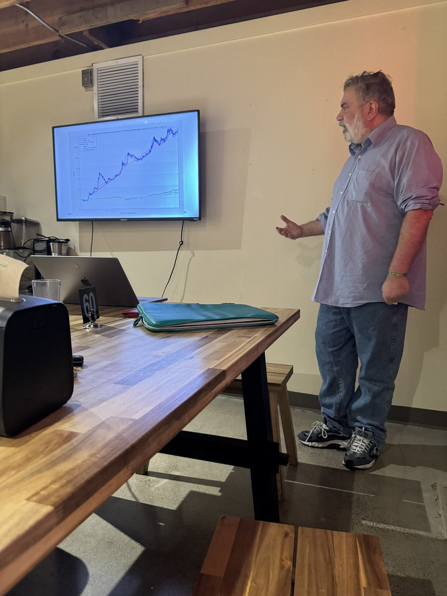 snaxion's tweet image. Killer presentation last night at @PortlandBitDevs by PlanG AKA @Giovann35084111. Haven’t seen a more engaged audience in a while. 🤘

He will be at @BITCOINisforALL conference in Portland today if you want to meet the inventor of the bitcoin power law 😎