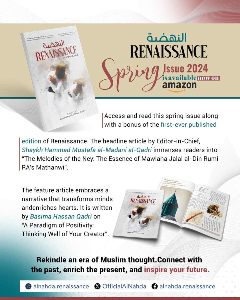 Renaissance Spring Issue 2024 is available now on Amazon!

Access and read this spring issue along with a bonus of the first-ever published edition of Renaissance. The headline article by Editor-in-Chief,  Shaykh Hammad Mustafa al-Madani al-Qadri immerses readers into “The