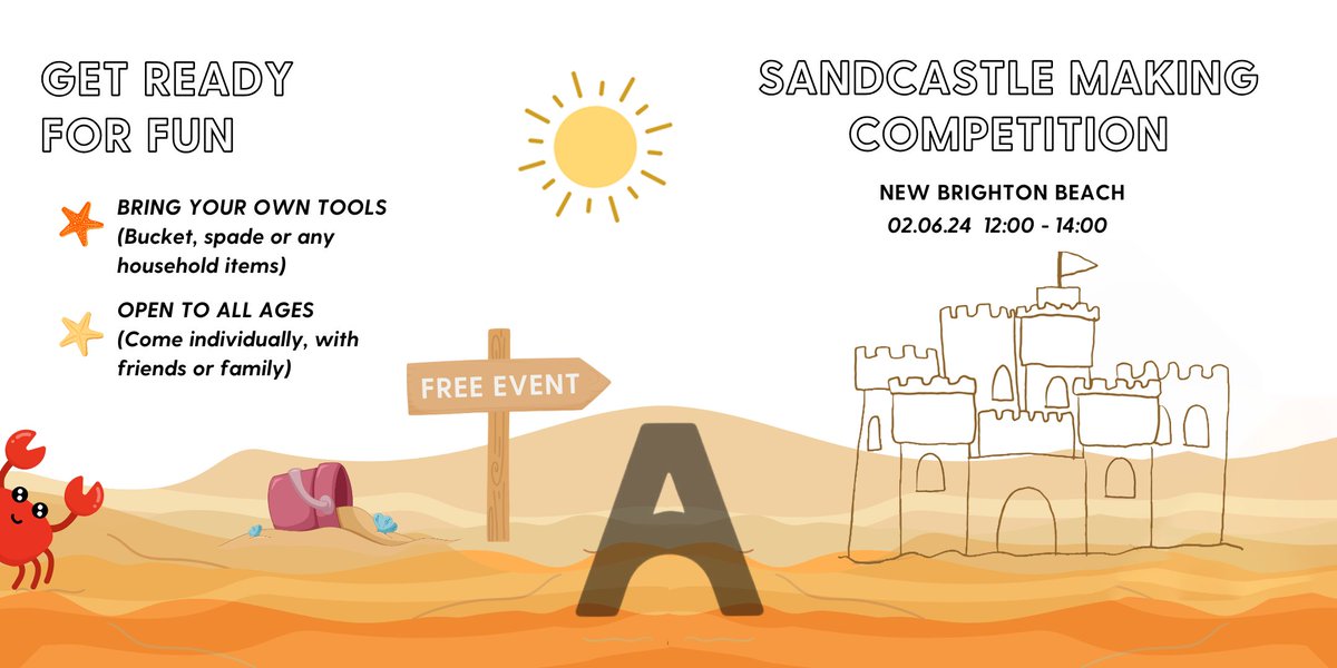 A date for your diary. The first of two Sandcastle making competitions will take place in New Brighton 12.00 - 2pm on Sunday 2nd June 2024. Book your place by clicking on the following link

eventbrite.co.uk/e/sandcities-n…