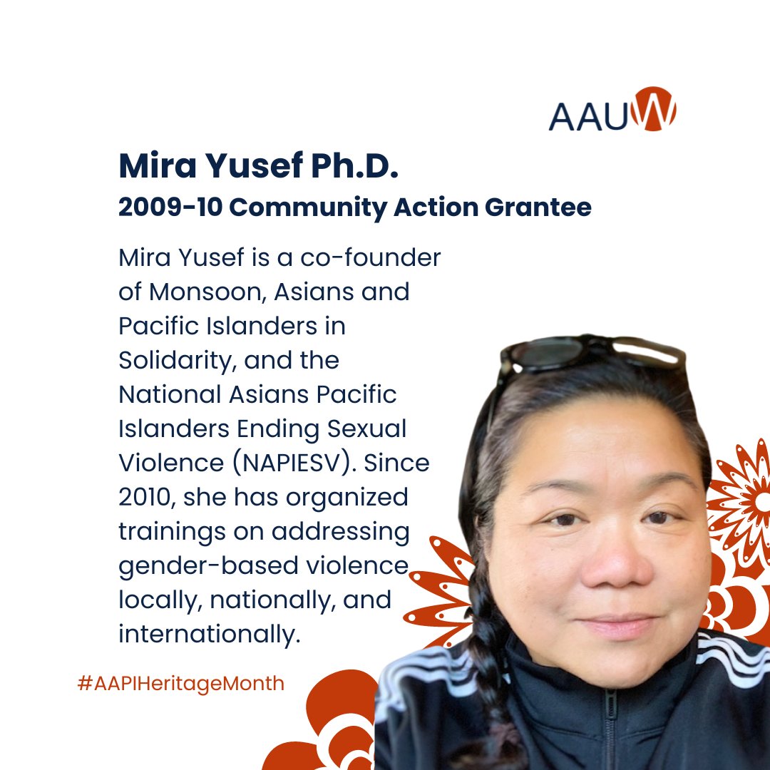 Celebrating the incredible contributions of Asian Americans and Pacific Islanders this #AAPIHeritageMonth. Today we recognize Mira Yusef, a trailblazer working to end gender-based violence in marginalized communities. Mira co-founded Monsoon United and the National Asians Pacific