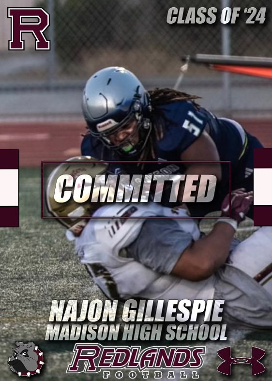 After speaking with my family and a great conversation with the coaches, I have decided to further my education and athletics at the <a href="/UofR_Football/">Redlands Bulldog Football</a> Go BullDogs <a href="/UR_CoachLord/">David Lord</a> <a href="/sdvarsitysports/">San Diego Varsity Sports</a> <a href="/TSCSports/">Tʜᴇ sᴘᴏʀᴛs ᴄʀᴇᴡ</a> <a href="/MadhouseFB/">Madison Warhawks Football</a>