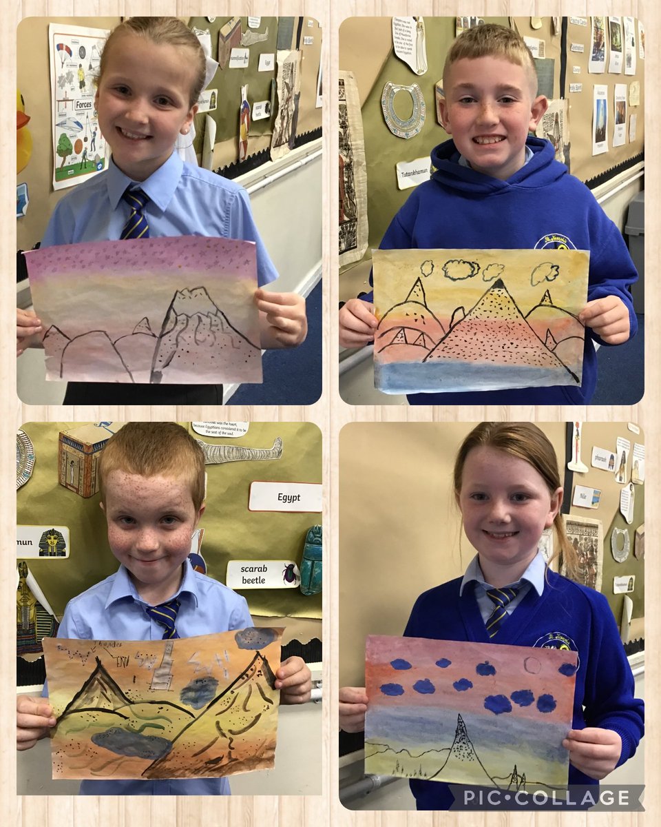 3RH enjoyed looking at the work of Hokusai, we used watercolours to create our own landscape pictures, mixing colours, and using dot work...#primaryart #art