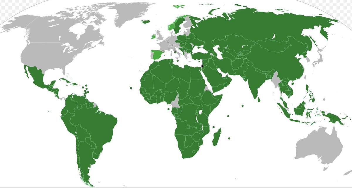 The countries in green have recognized Palestinian statehood.