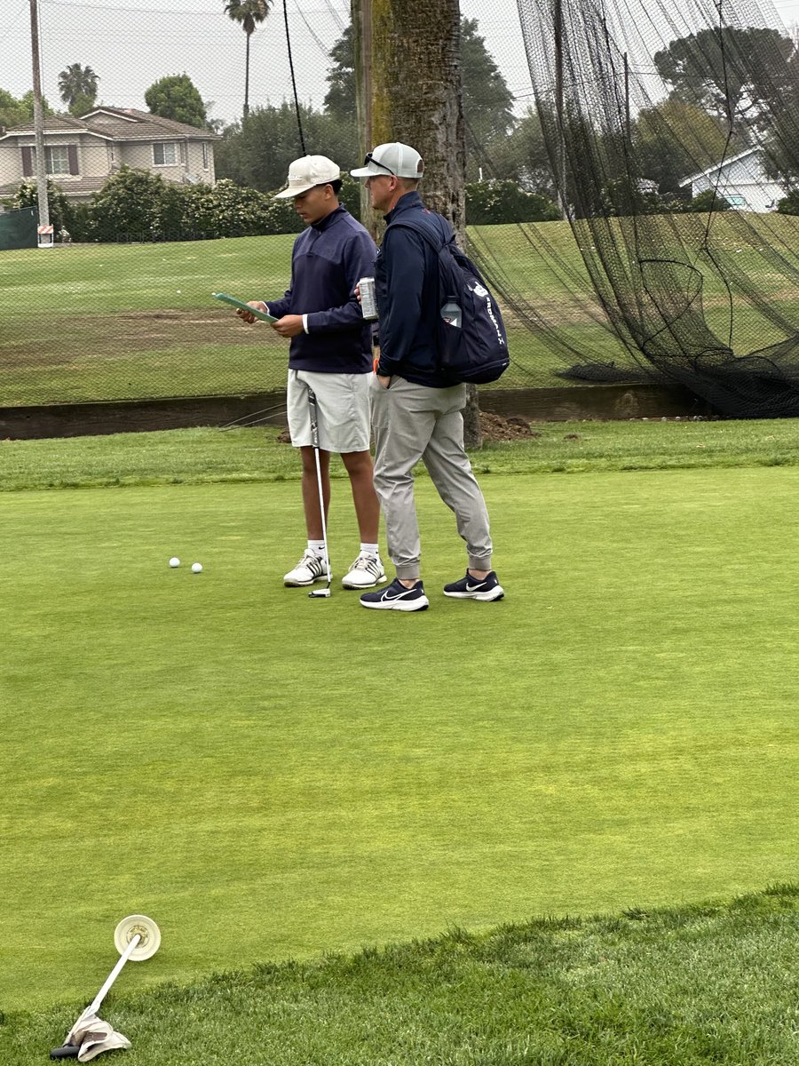 Jayden Sosa and Coach Billy Erdman in preparation of the CIF So Cal Regional Championship at Los Serranos Golf Club