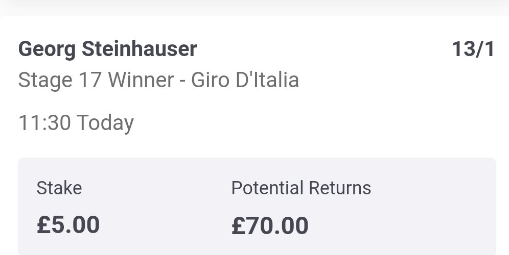 First bet of the Giro...have my fingers crossed 🤞