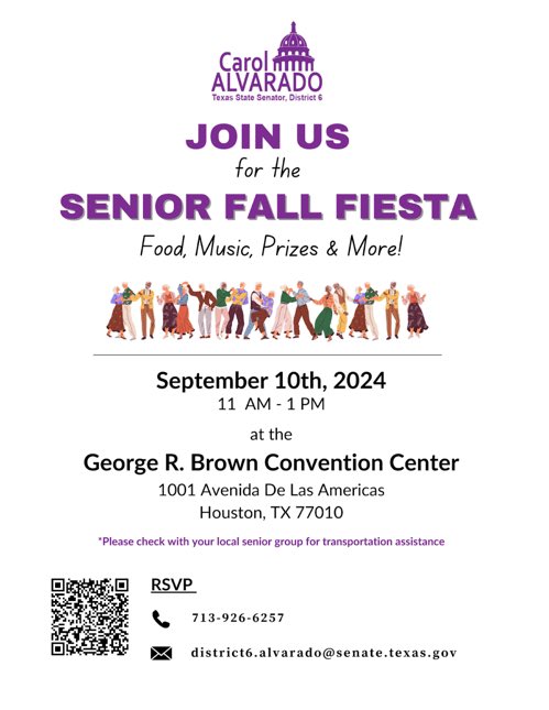 Mark your calendars for our Senior Fall Fiesta on September 10th! Enjoy live music, delicious food & great company. RSVP here: docs.google.com/forms/d/e/1FAI…