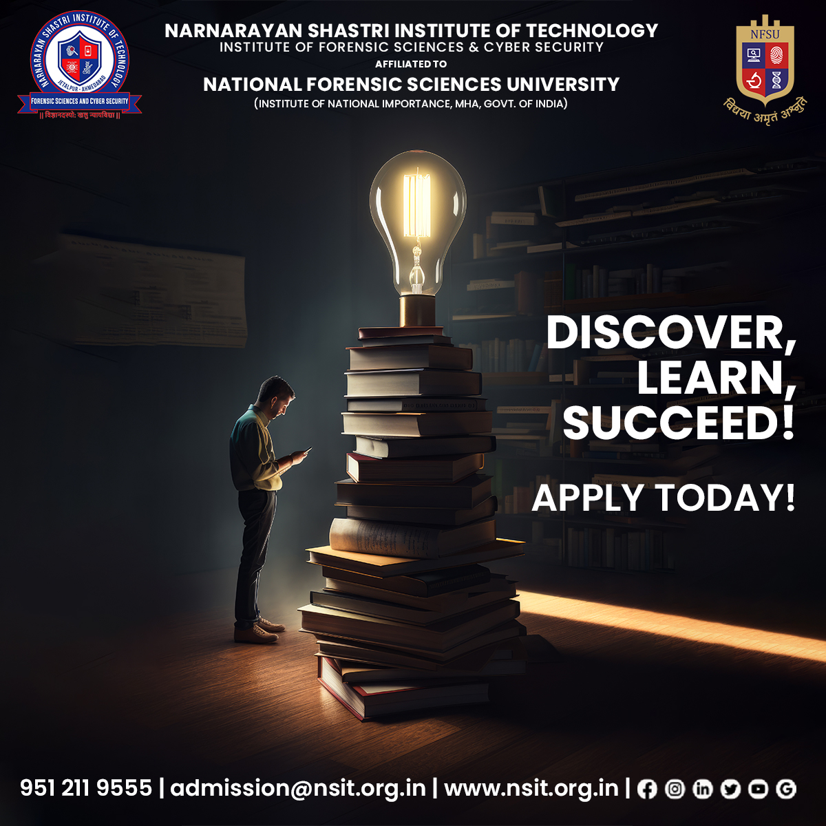 Discover, Learn, Succeed!

 #NFET - 2024 Entrance Test and secure your future at Gujarat's One & Only #Institute of #Forensicsciences & #Cybersecurity

#nsit #nsitjetalpur #digitalforensics #ahmedabad #AdmissionOpen #ifscs #technology #cybercrime #college #student #education