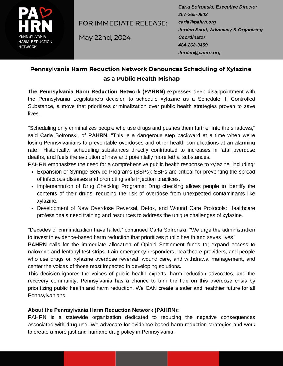 PA Harm Reduction Network (@paharmreduction) on Twitter photo ๐ญ๐ถ๐น ๐ฐ๐ด๐ด๐ฌ๐ซ๐ฐ๐จ๐ป๐ฌ ๐น๐ฌ๐ณ๐ฌ๐จ๐บ๐ฌ:
๐ฟ๐๐๐๐๐ข๐๐๐๐๐๐ ๐ท๐๐๐ ๐๐๐๐๐๐๐๐๐ ๐ฝ๐๐๐ ๐๐๐ ๐ณ๐๐๐๐๐๐๐๐ ๐๐๐๐๐๐๐๐๐๐ ๐๐ ๐๐ข๐๐๐ฃ๐๐๐ ๐๐ ๐ฟ๐๐๐๐๐ ๐ท๐๐๐๐๐ ๐ผ๐๐๐๐๐
*full statement below*
#NoMoreDrugWar ๐ญ๐ถ๐น ๐ฐ๐ด๐ด๐ฌ๐ซ๐ฐ๐จ๐ป๐ฌ ๐น๐ฌ๐ณ๐ฌ๐จ๐บ๐ฌ:
๐ฟ๐๐๐๐๐ข๐๐๐๐๐๐ ๐ท๐๐๐ ๐๐๐๐๐๐๐๐๐ ๐ฝ๐๐๐ ๐๐๐ ๐ณ๐๐๐๐๐๐๐๐ ๐๐๐๐๐๐๐๐๐๐ ๐๐ ๐๐ข๐๐๐ฃ๐๐๐ ๐๐ ๐ฟ๐๐๐๐๐ ๐ท๐๐๐๐๐ ๐ผ๐๐๐๐๐
*full statement below*
#NoMoreDrugWar