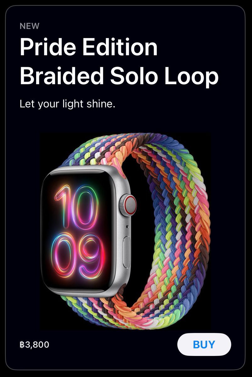 Apple เปิดขายสายนาฬิกา Pride Edition ประจำปี 2024 แล้ว ปีนี้เป็นสายแบบ Braided Solo Loop ราคา 3,800 บาท สั่งได้ทางเว็บ Apple TH: apple.sjv.io/O652Z