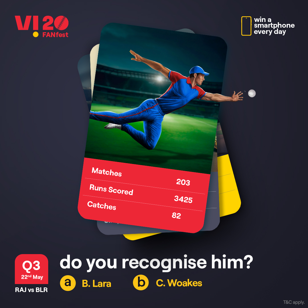 A challenge that separates the cricket experts from the rest. Identify this player and you stand a chance to win a smartphone every day. 1. Follow our page 2. ⁠Comment the right answers with #Vi20FANfest #ChallengeAlert #WinPrizes #Quiz #Challenge #ParticipateAndWin #RAJvsBLR