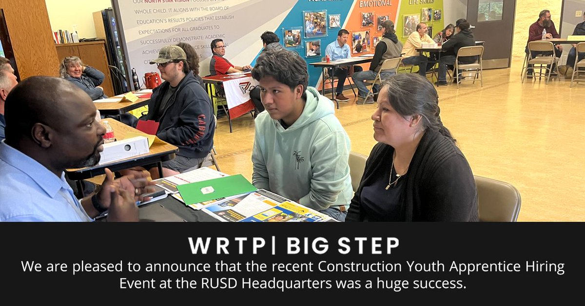 The recent WRTP | BIG STEP #Construction Youth #Apprentice Hiring Event at @RacineSchool was a huge success, thanks to Milton and John ✨ 😊 #Thankyou to the students interested in our Youth Summer Trades Academy! Learn about our programs: 🔗 wrtp.org