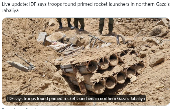 IDF continues to find rockets throughout Gaza. If rockets were the only reason Israel went into Gaza, put 10/7 aside, it would still be a fully justified war. No nation on earth would accept even 1 week of rockets on their cities. Israel spox need to hammer this point more.