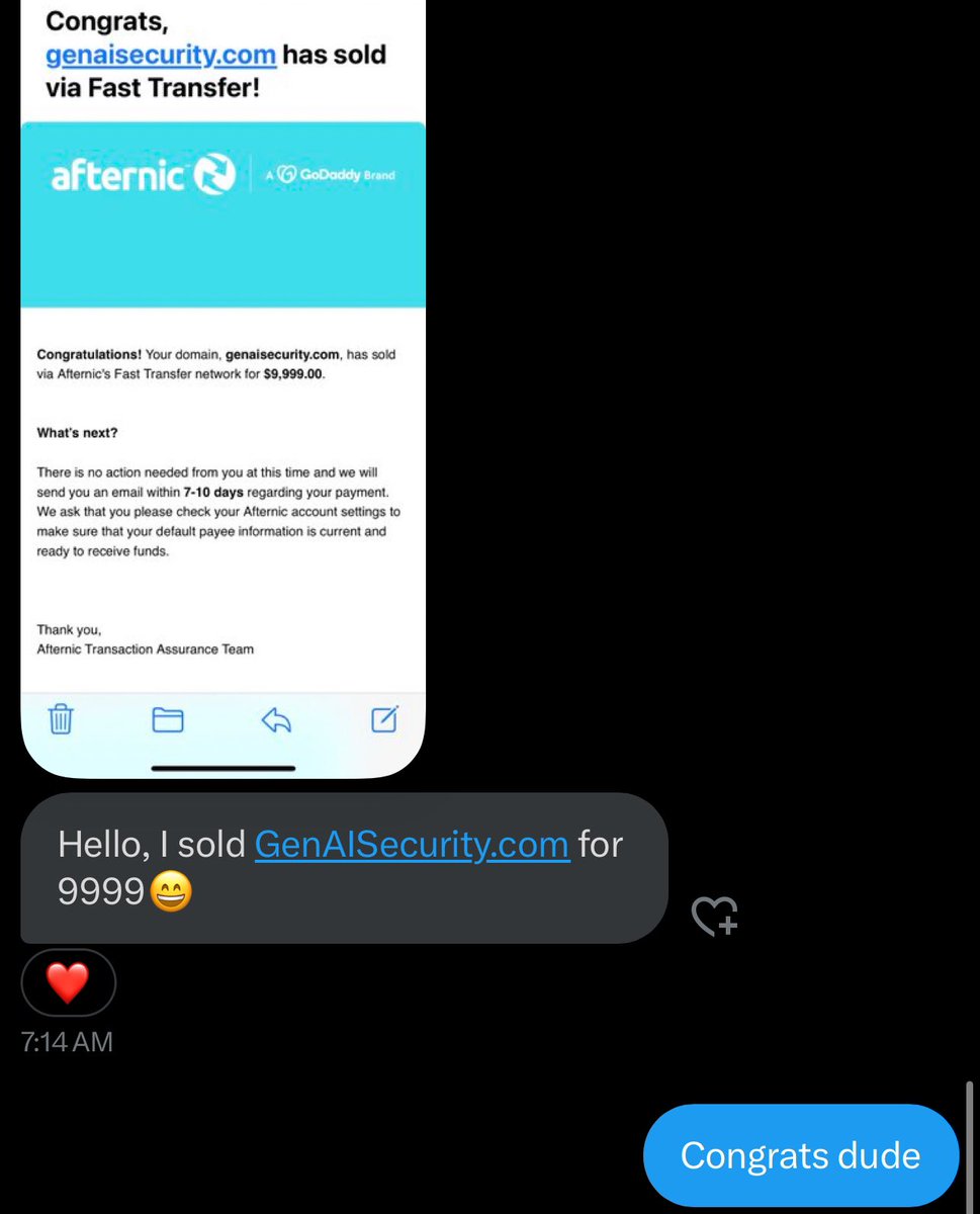 I’m always happy when people send me DMs of their sales. I only get these DMs from the folks who invest in legacy domains. (.com etc) Very important to invest in domains that are in demand versus speculative forced narratives. Congrats @venetians_xyz
