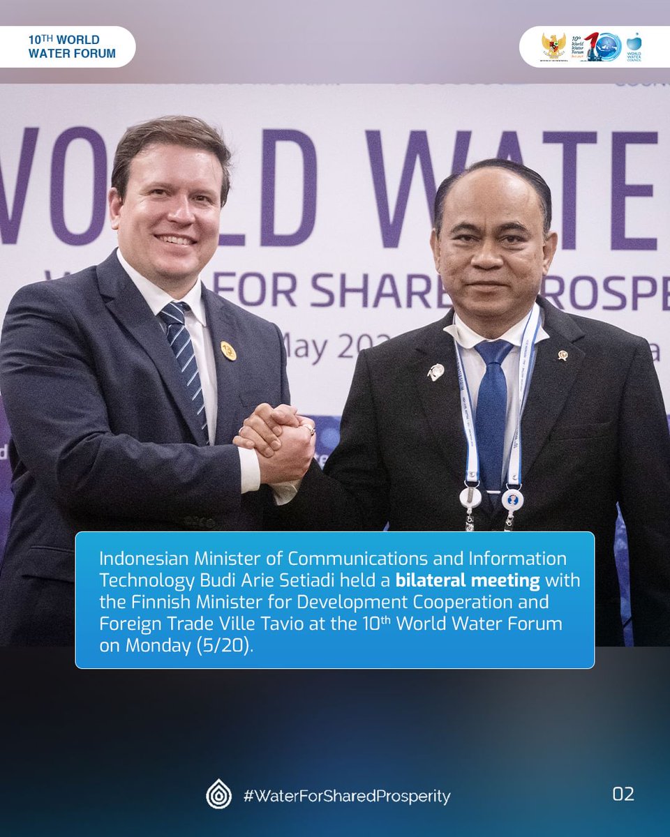 The 10th World Water Forum is an opportunity for heads of state and governments to promote cooperation in various sectors, particularly water.

#10thWorldWaterForum
#WaterforSharedProsperity