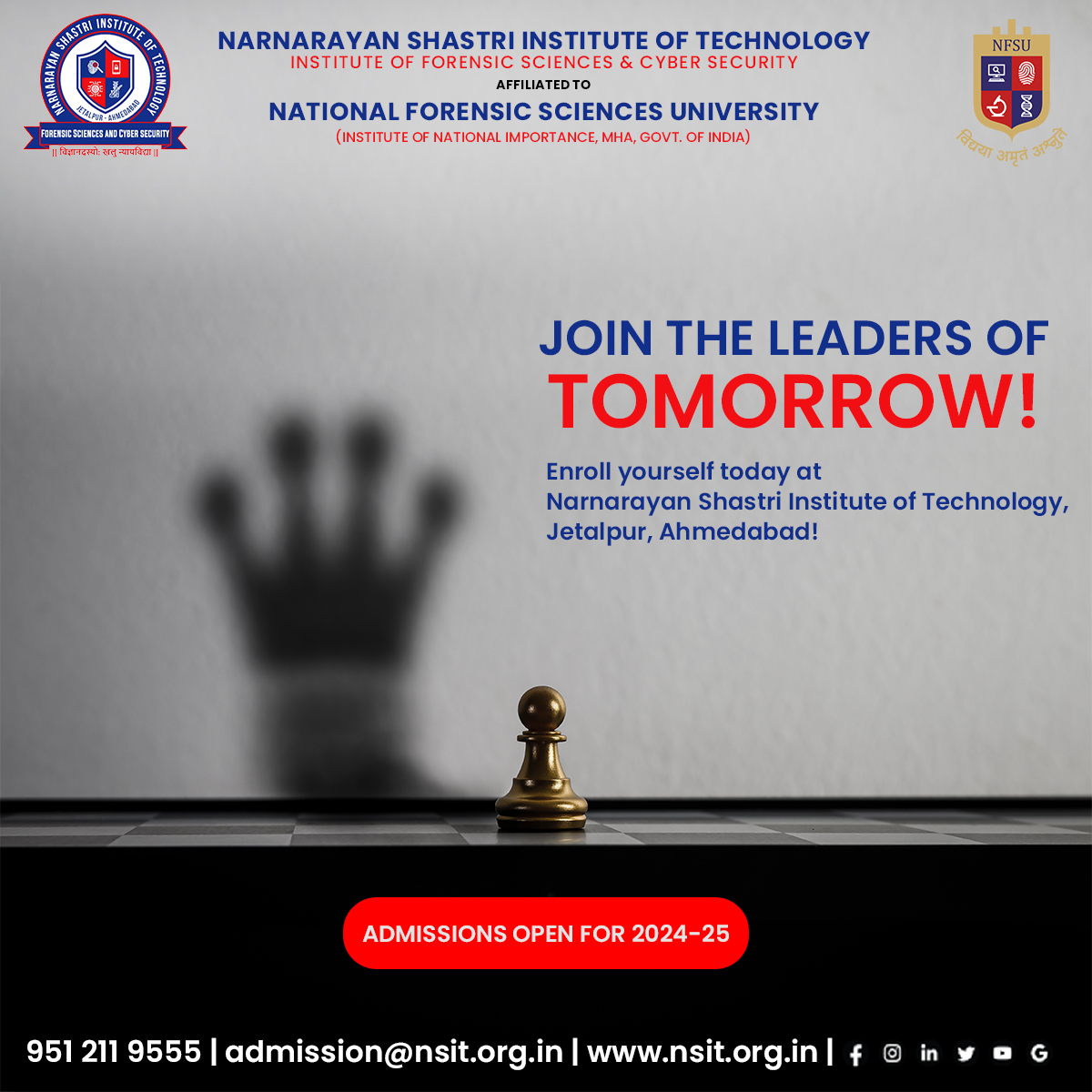 Join the leaders of tomorrow!

Study #Forensicsciences & #Cybersecurity @nsit_ifscs_offical

#Admissionsopen for 2024-25

#nsit #nsitjetalpur #digitalforensics #ahmedabad #ifscs #technology #cybercrime #privacy #college #student #education #students #studentlife #universitylife