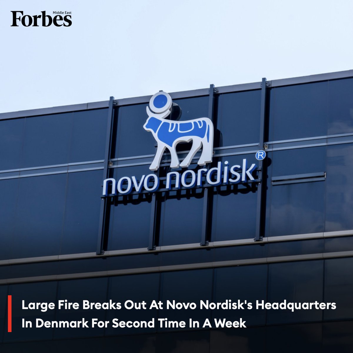 A massive fire broke out Wednesday morning at Danish pharmaceutical giant Novo Nordisk's headquarters site in Bagsværd, Denmark, and is swiftly spreading to other buildings. #Forbes For more details: 🔗 on.forbesmiddleeast.com/bam4
