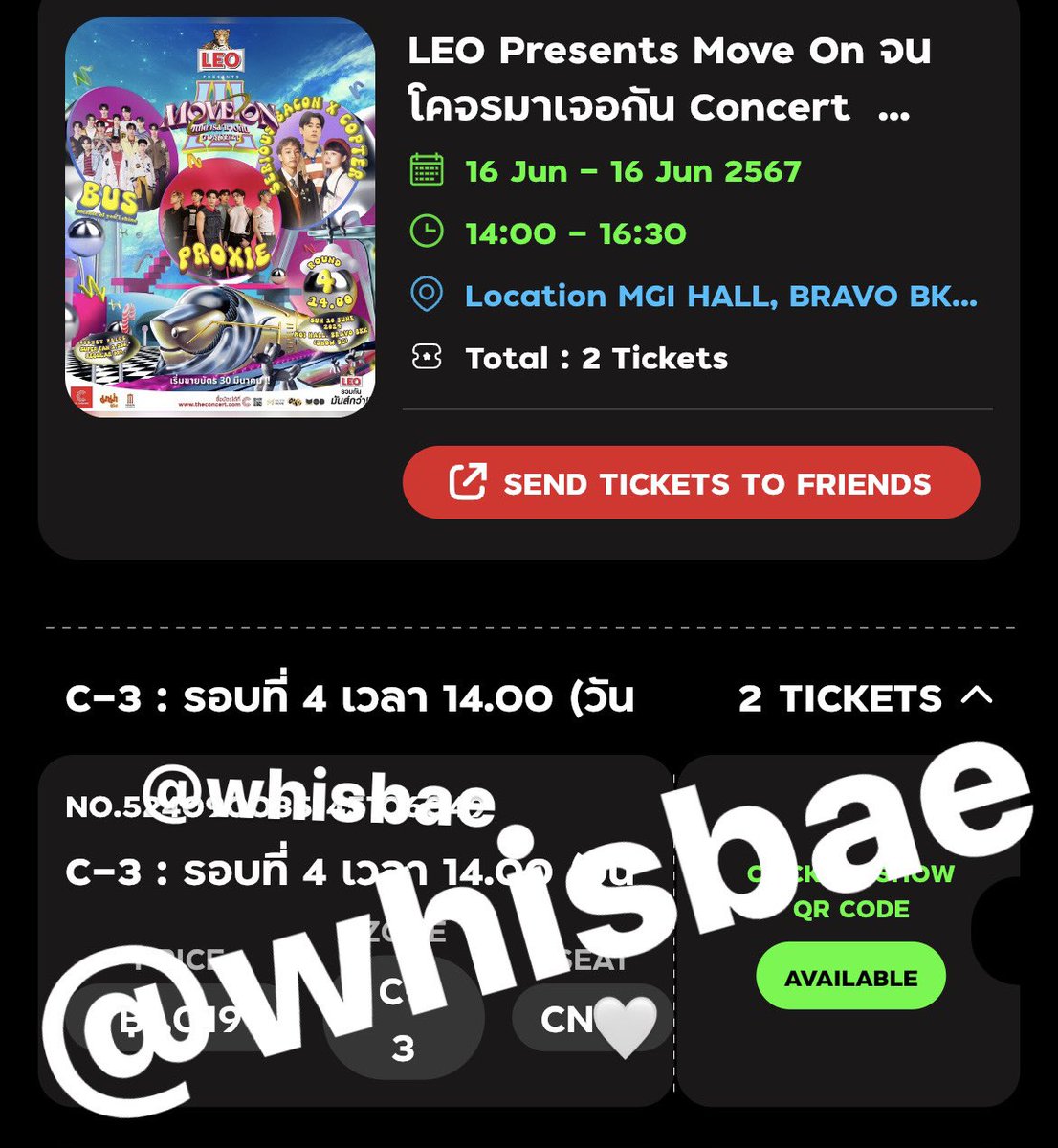 whisbae's tweet photo. ปล่อยบัตร✨

รอบ 4 โซน C-3 
1 ใบ / 1,200฿

ยินดีวิดีโอคอลส่งบัตรนะคะ

 #moveonจนโคจรมาเจอกัน https://t.co/l03ffiNJz2